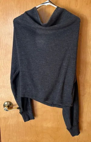 We The Free Cowl Neck Top Women‎ XS Charcoal Grey Exposed Seam Knit Slouchy thumbnail 1