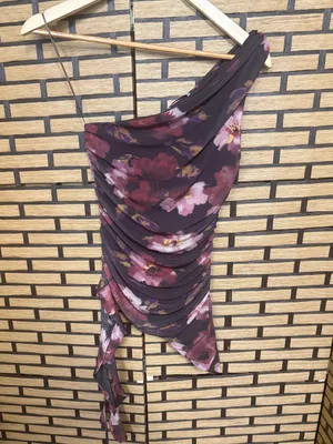 Milk + honey burgundy one shoulder floral top size XS thumbnail 2