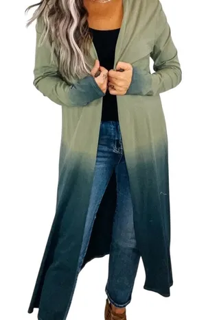 Umgee Ombre Green and Blue Long Cardigan/Duster NWT thumbnail 1