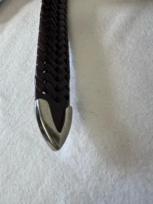 Perry Ellis Portfolio Belt Mens 40 Brown Braided Leather Silver Buckle Preppy thumbnail 7