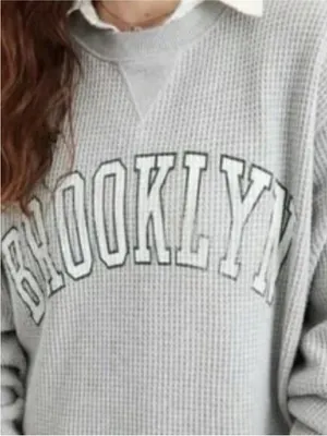 Aerie Brooklyn The Sweat Waffle Crew Oversized Sweatshirt Medium thumbnail 2