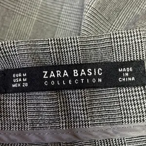 Zara Gray Plaid Ruffle Pockets High Rise Straight Leg Crop Ankle Trouser Pants M thumbnail 4