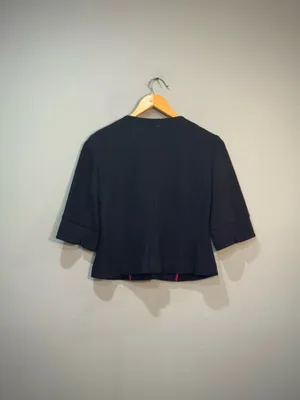 Black LOFT Cropped Double Breasted Jacket Size S EUC thumbnail 5