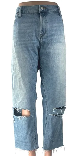Gap 1969 Women's Blue Distressed High Rise Baggy Wide Leg Denim Jeans Size 33R thumbnail 1