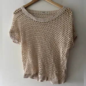 Old Navy Open Knit Crochet‎ Cream Pullover Sweater 100% Cotton thumbnail 1