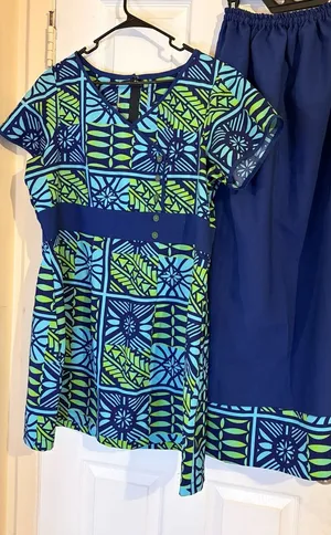 Polynesian Puletasi Blue Green for Women. Measurements in description thumbnail 1
