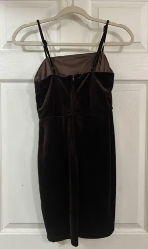 Crystal Sky Brown Velvet Mini Dress thumbnail 2