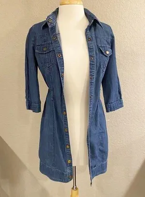 Hera Denim Jean Long Jacket or Dress Blue Small thumbnail 1