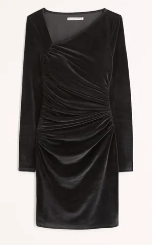 Abercrombie Long Sleeve Asymmetrical Velvet Mini Dress thumbnail 1