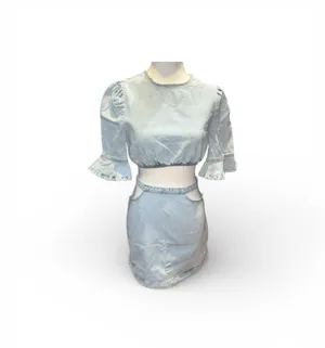 Denim cropped top & cut out skirt thumbnail 3