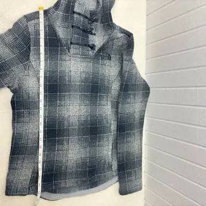 The North Face Women's Plaid Fleece‎ Pullover Cowl Blue and gray Hoodie Size S thumbnail 11