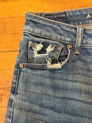 American Eagle Mom Straight Distressed Jeans thumbnail 3