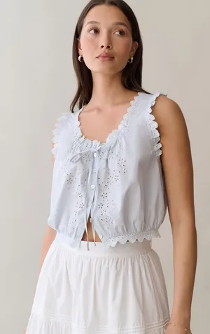 Sorella Light Blue Size XS Shelby Sleeveless Cropped Blouse Top Few Moda thumbnail 1