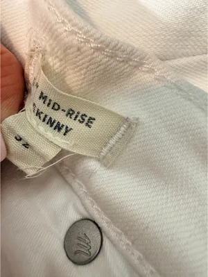Madewell 9 Mid-Rise Skinny Jeans White Button Fly Frayed Hem Women's 32 thumbnail 6