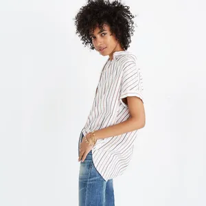 Madewell Slightly Oversized‎ Cotton Central Shirt in Sadie Stripe Multistripe XS thumbnail 2