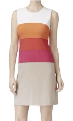 Calvin Klein Colorful Stripe Stretch Crepe Sleeveless‎ Sheath Dress Size 4 thumbnail 1