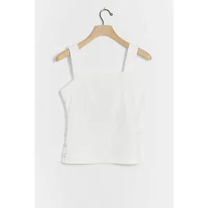 Anthropologie Maeve White Callie Side‎ Button Tank thumbnail 2