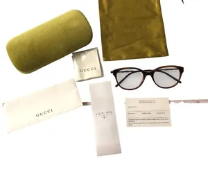 Gucci GG0658OA Eyeglasses Brown Havana Acetate Finish Gold-Toned Bamboo Design thumbnail 1