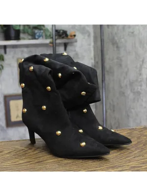 A New Day Womens Justice Boots Faux Suede Studded 94568942 Jet Black 7.5M thumbnail 2