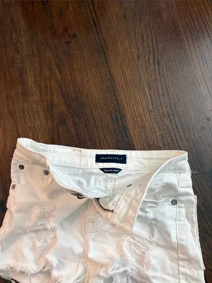Aeropostale White Distressed Jean Cutoff Shorts thumbnail 2