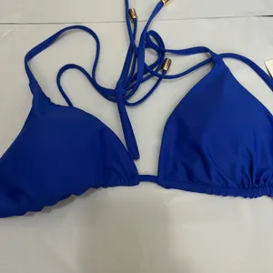New Quince Women's Italian Triangle Bikini Top Electric Blue Size Small thumbnail 3