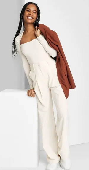 wild fable Cream High-Waist Wide-Leg Pants thumbnail 1