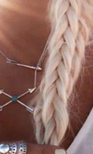 Crossed Arrows Turquoise Silver Boho Necklace thumbnail 7