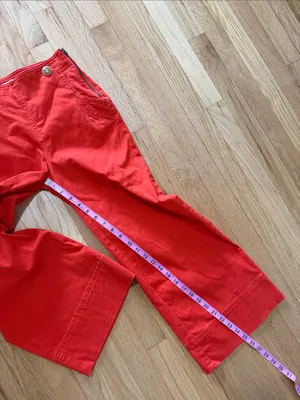 Maeve Anthropologie Fire Red Orange Wide Leg Crop Pants Sz 2 thumbnail 4