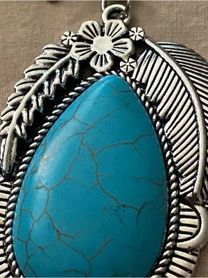 Paparazzi Set Necklace & Earrings Faux Turquoise Silver Western Southwest NWT thumbnail 5
