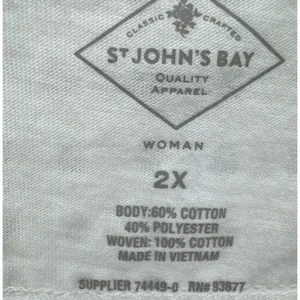 St. Johns Bay Top Women's 2X Plus White Tee Shirt Boho Cottagecore Hippie Beach thumbnail 3