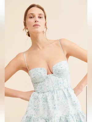 Maison Amory Sky Blue Floral Strapless Sweetheart The Windsor Maxi Dress thumbnail 7