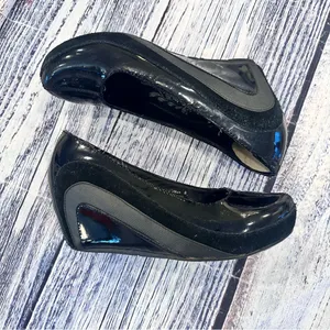 Jump Shiny Black Wedge Shoes Size 8 thumbnail 2