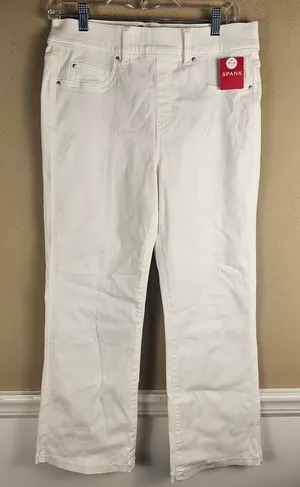 NWT Spanx Womens White Kick Flare Jeans‎ Large thumbnail 1