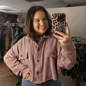 Altar'd State Textured Knit Button Front Jacket Pink Size Medium thumbnail 1