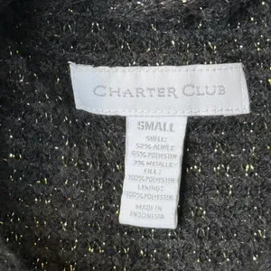 Charter Club Black Metallic Gold‎ Tweed Puffer Vest Quilted Jacket Size S thumbnail 3