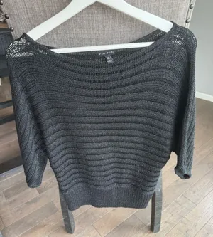 FANG Black Open-Knit Boatneck Sweater thumbnail 1