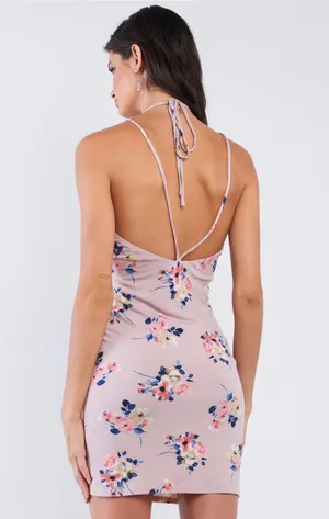 Floral Open Strappy Back Mini Dress Medium thumbnail 3