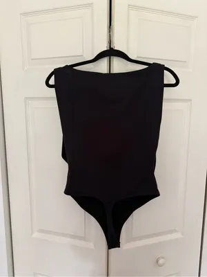 NWOT Free People Raven Bodysuit Black Boatneck Side Slit Black Top Size Medium thumbnail 8