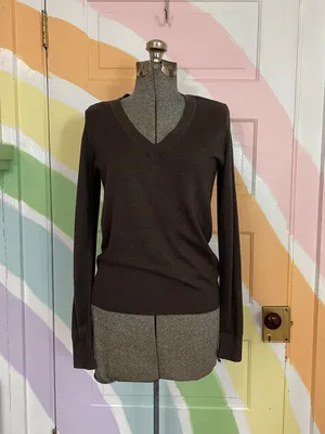 NWT Quince Lightweight Cotton Cashmere V-Neck Sweater Heather Charcoal Sz S 🧡🎀 thumbnail 3