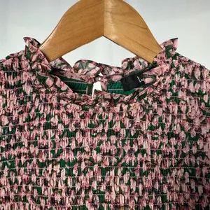 Lulus Floral Forever Print‎ Smocked Skater Dress in Green and Pink Size M thumbnail 7