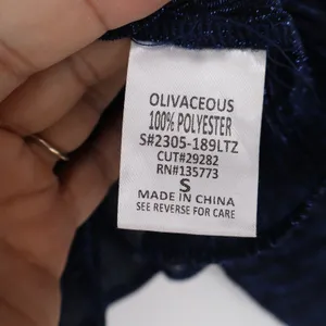 Olivaceous Navy Blue Metallic Pleated Mock Neck Blouse Rose Buttons S thumbnail 4