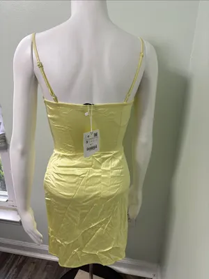 BLOGGER'S FAVE! Zara Yellow Satin Mini Dress Small NWT thumbnail 16
