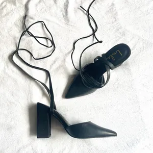lulus lace up black pump heels thumbnail 3