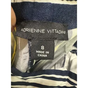 Adrienne Vittadini Navy White Striped Wide Leg Pants Viscose Coastal Size‎ 8 thumbnail 5