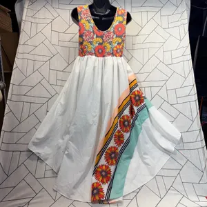 Oopsie Daisy High Low‎ Dress Size 14 White Floral Sunflower Sleeveless Boho thumbnail 2