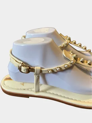 Sam Edelman Gigi Pearl Patent Leather T-Strap Sandals Porcelain Pearl Size 10 thumbnail 9