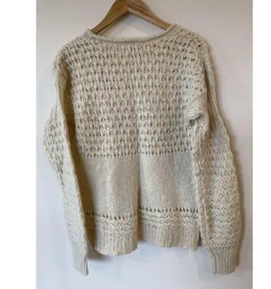 Free People Chunky Knit Boho Sweater Crotchet Soft Thick Oversized Size Small XS thumbnail 2