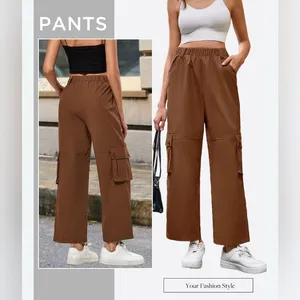 NEW Rust High Waisted Cargo Pants Wide Leg Baggy 4 Pockets 2X thumbnail 1