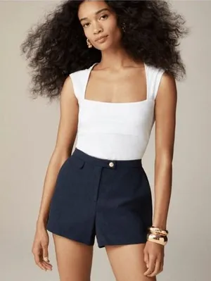 J. Crew‎ Squareneck cap-sleeve top in stretch cotton blend size XL thumbnail 1