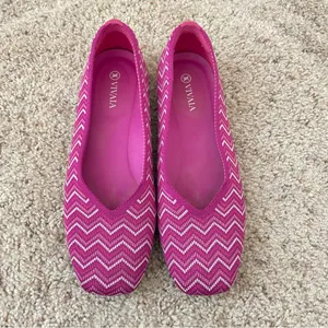 VIVAIA Square Toe V-Cut‎ Flats Margot 2.0 Orchid Multi Chevron Size 38.5 US 7.5 thumbnail 4